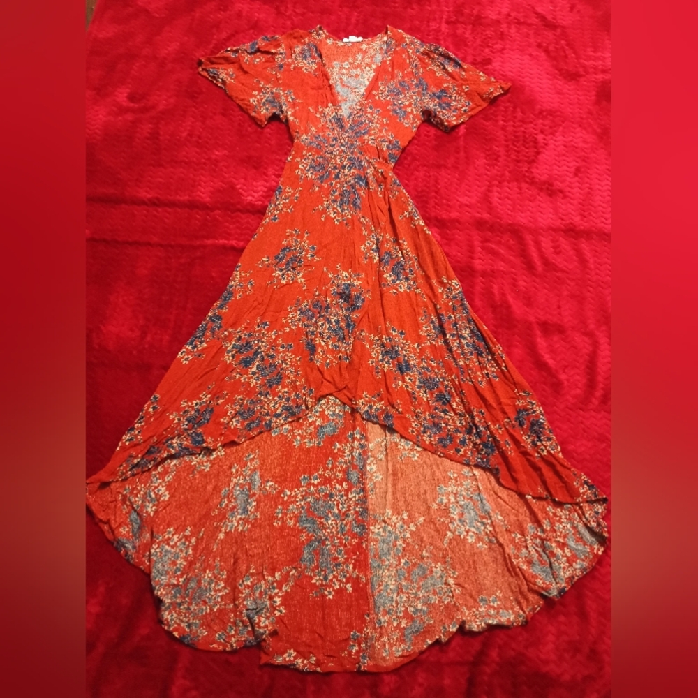 Cotton Candy Red and Blue High Low Dress